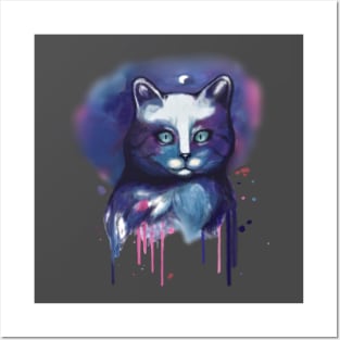 Night Purple Cat Posters and Art